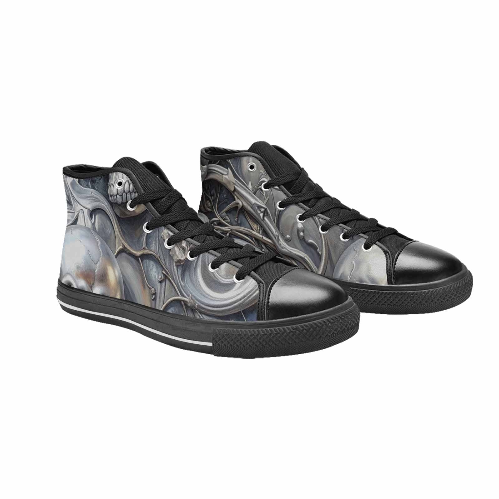 WOMEN'S Skulls Roses Chrome Airbrush High Top Canvas Surreal Shoes