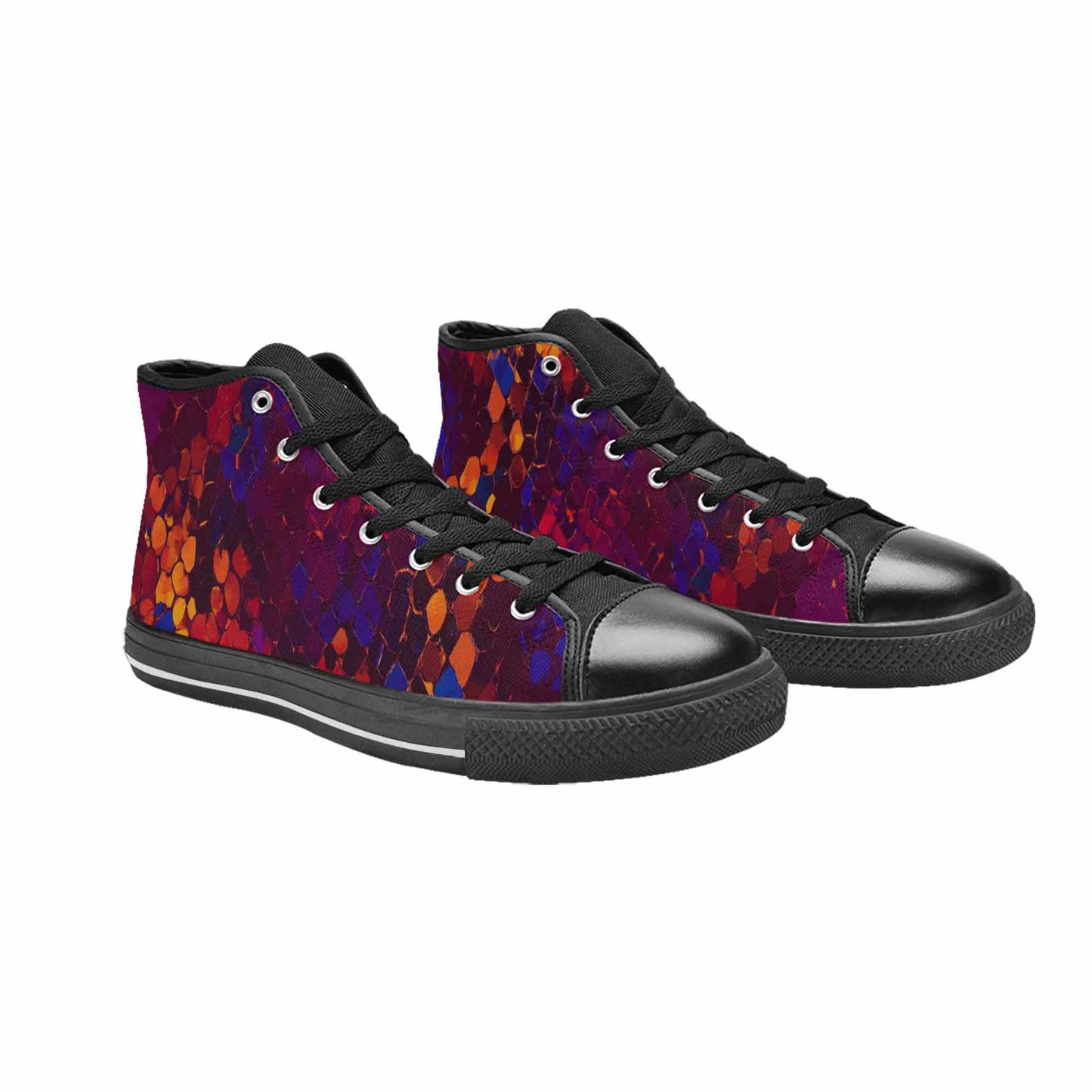 WOMEN'S Dark Snake Print High Top Canvas Y2K Custom Sneakers