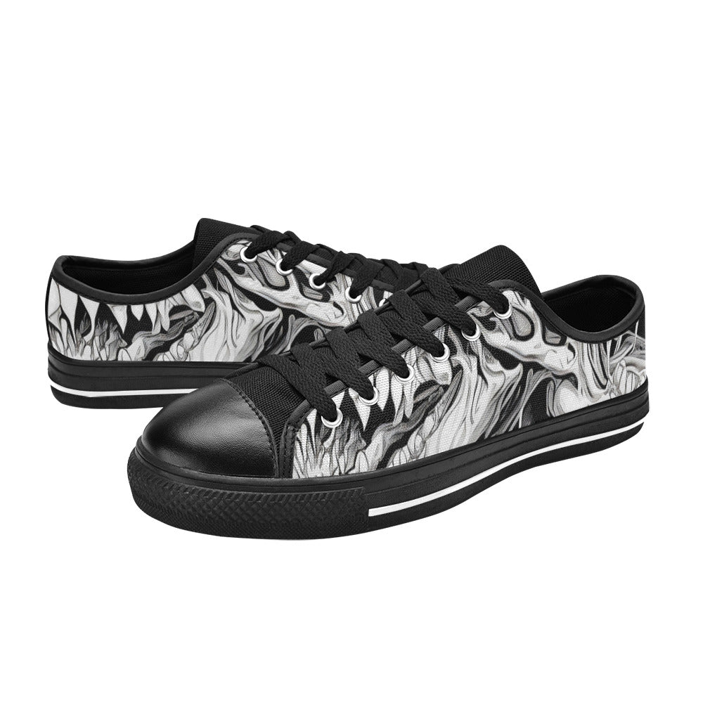 MEN'S Cc Demons Grey Canvas Grunge Custom Shoes
