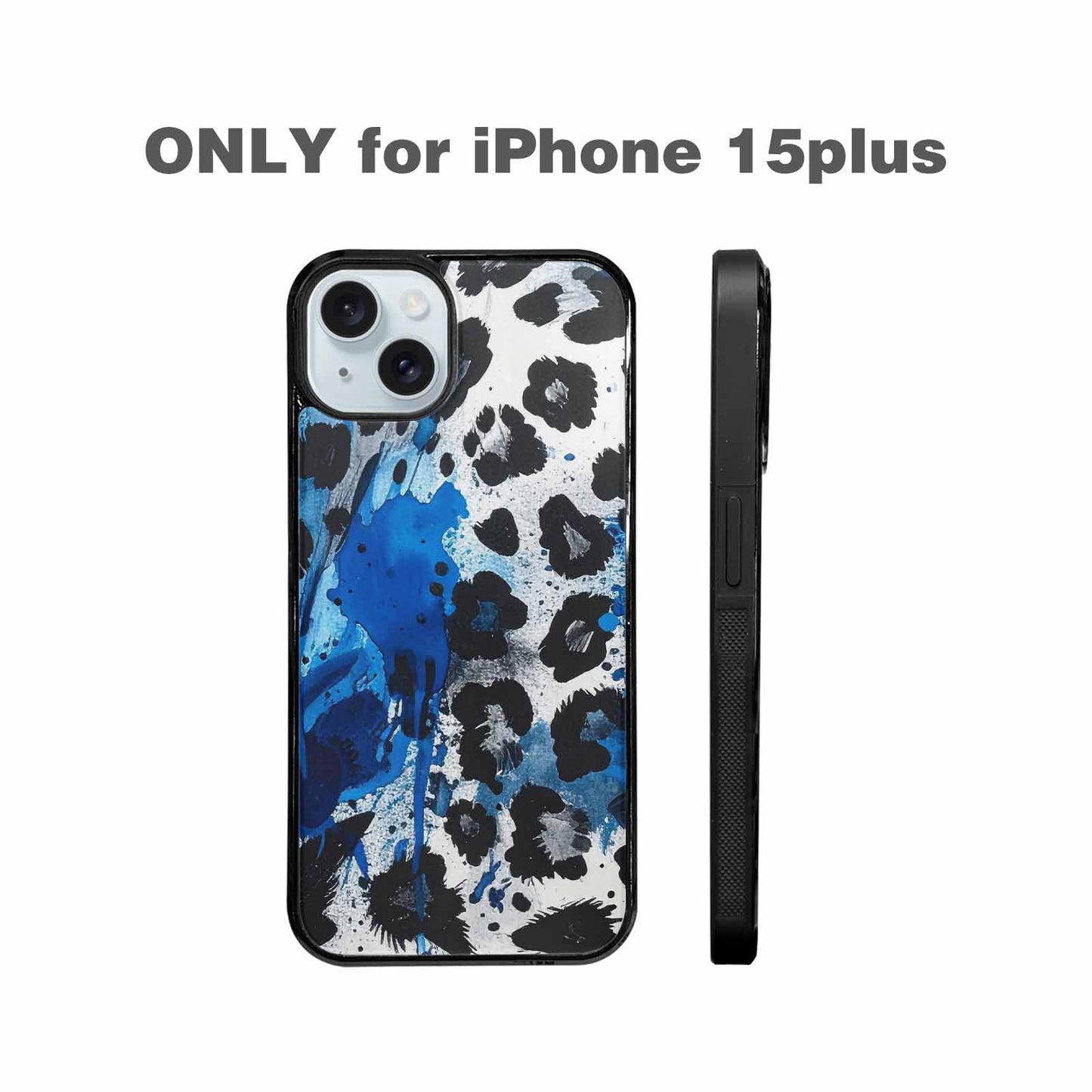 iPhone 15 Plus Case — Animal Print Black Blue Ink Animal, Custom Phone Case