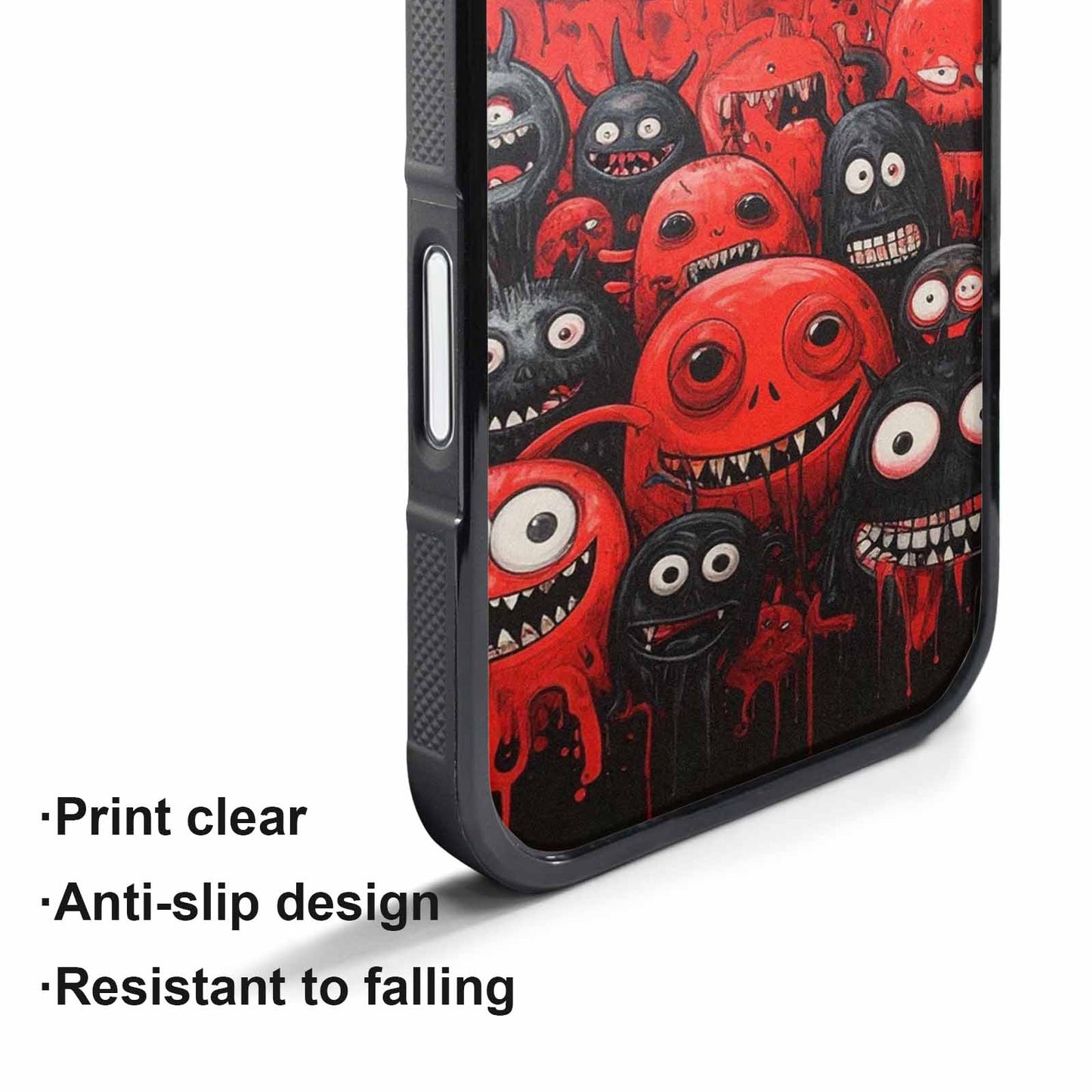 iPhone 17 Pro Max Case — Black &amp; Red Ink Cartoon Cute, Custom Printed Phone Case