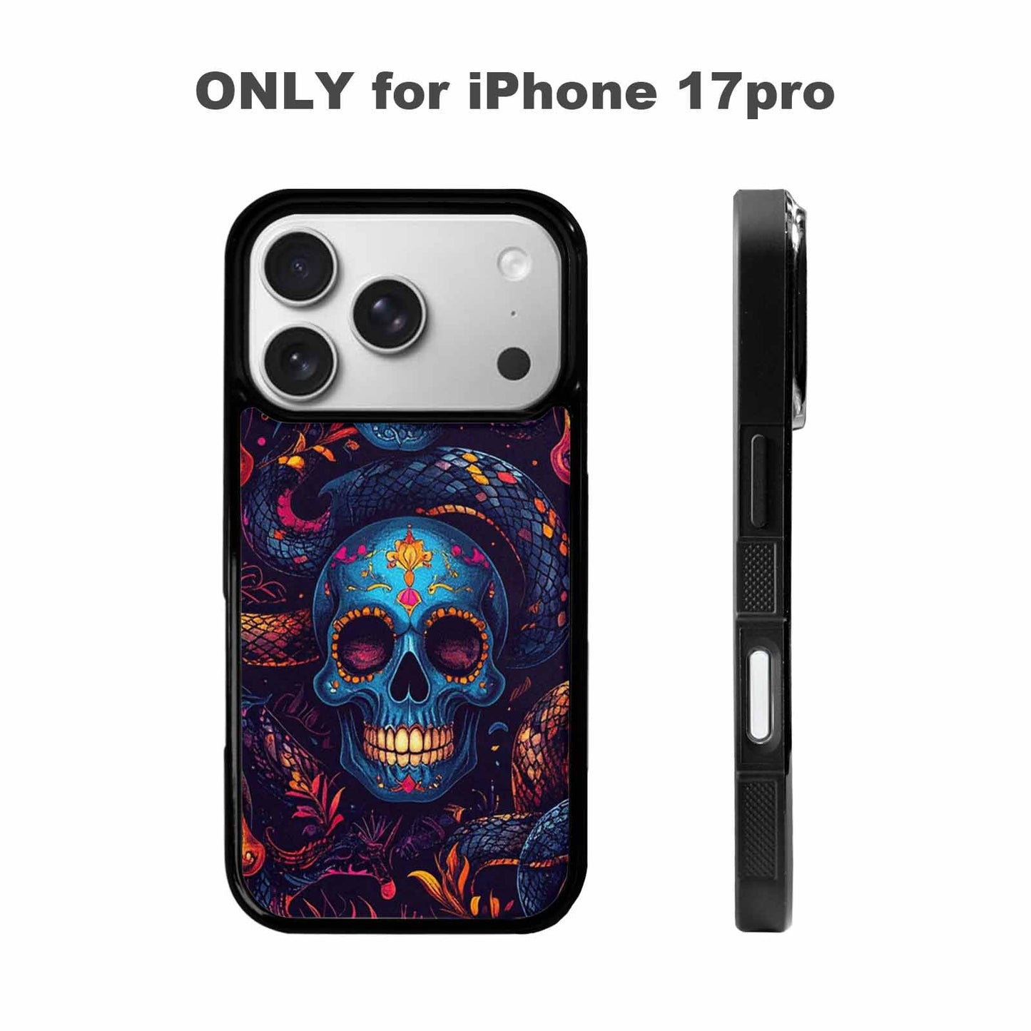 iPhone 17 Pro Case — Snake Skulls Print Gothic Skulls, Custom Print Case Cover