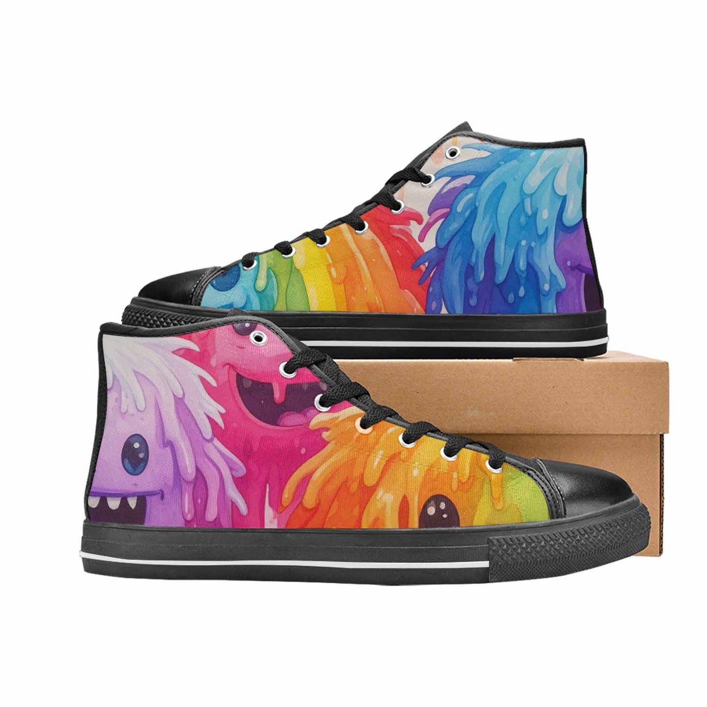 MEN'S Rainbow Sherbet Monster High Top Canvas Dreamcore Shoes