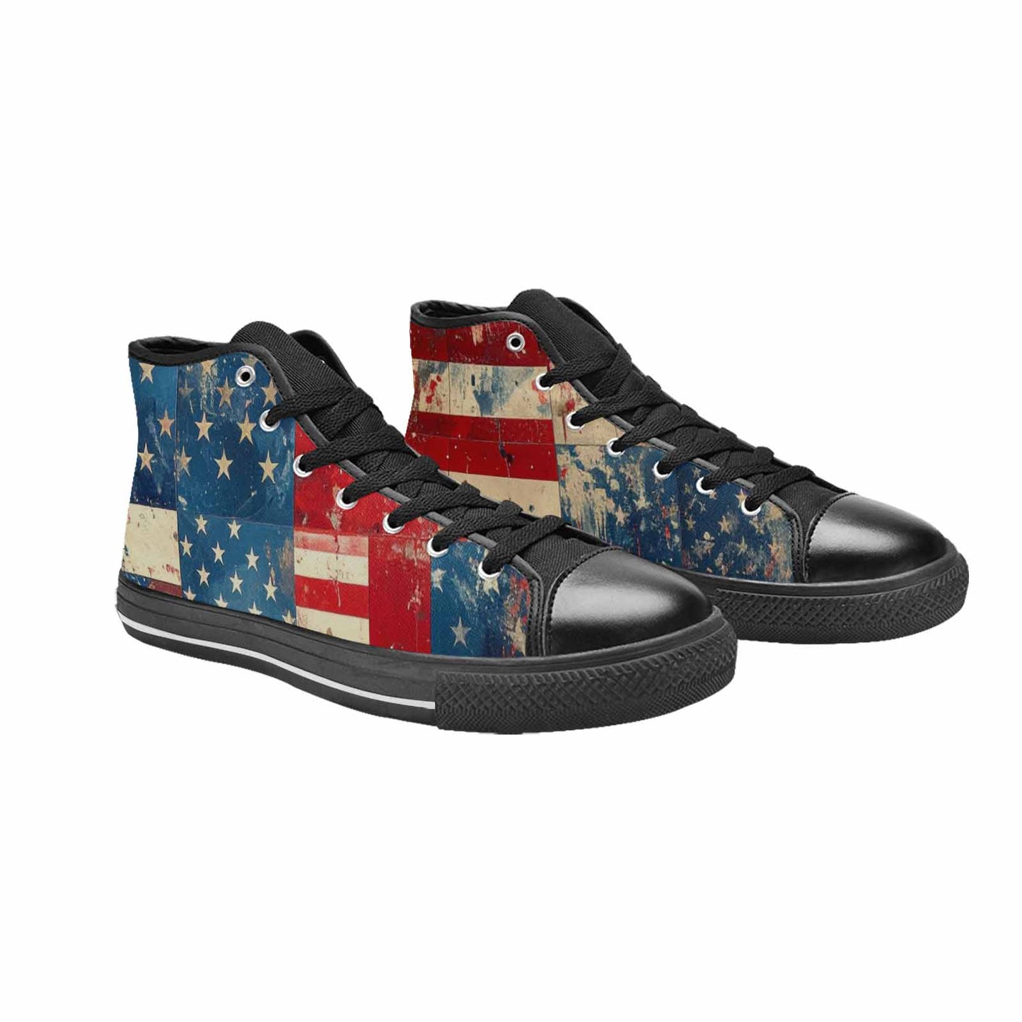 MEN'S American Flag Stars High Top Canvas Dark Academia Custom Shoes