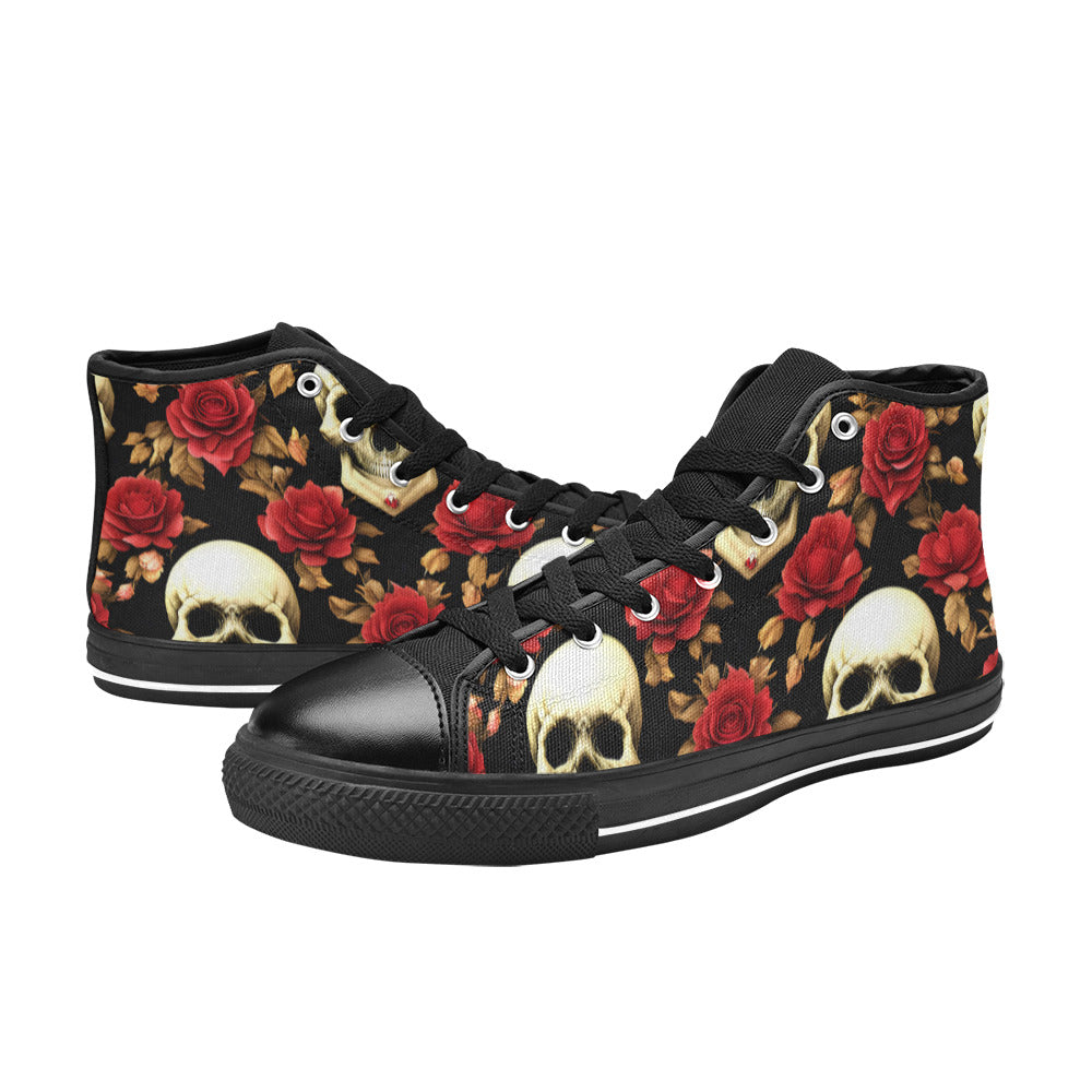 MEN'S Rose Skulls 3 Men’S High Top Canvas Dark Academia Custom Sneakers