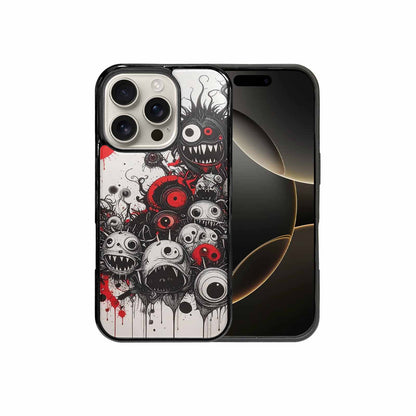 iPhone 16 Pro Case — Multi Eye Monster Black Red Ink, Unique Phone Case Design