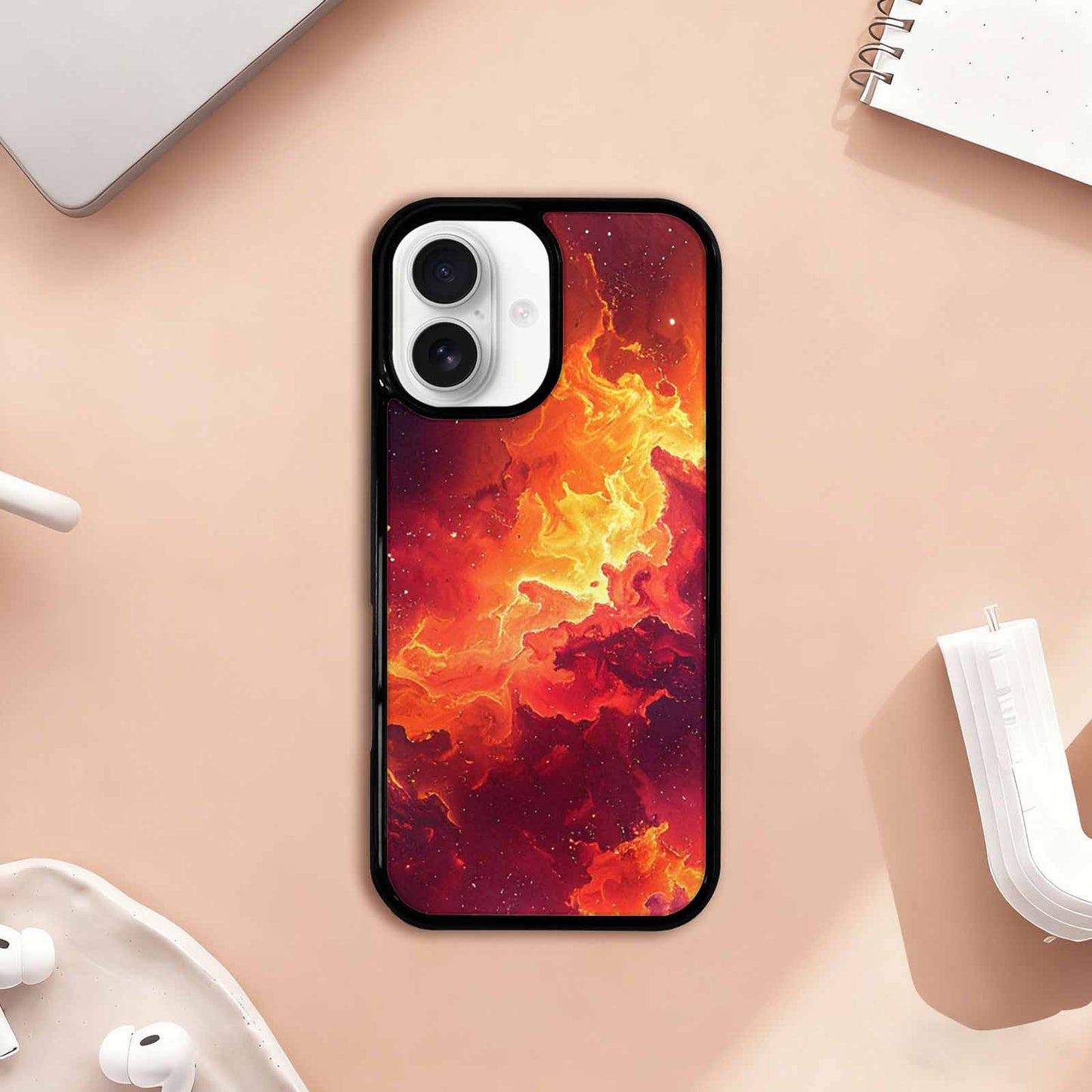 iPhone 17 Case — Galaxy Art Red Orange Galaxy Space, Original Design Phone Case