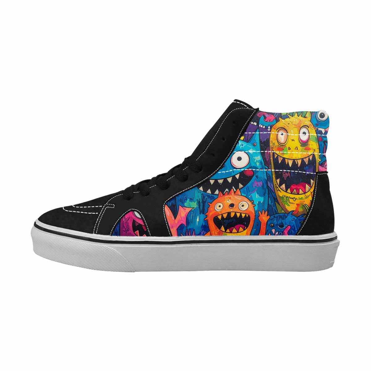 WOMEN'S Goofy Cartoon Monster High Top Canvas Surreal Custom Shoes