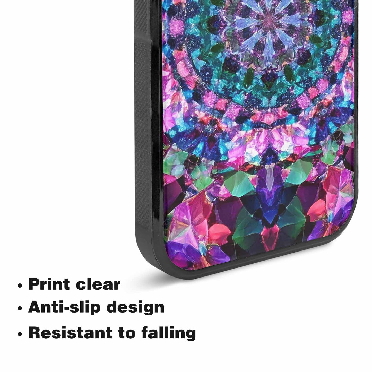iPhone 15 Plus Case — Crystal Mandala Art Seamless Pattern Vibrant, Custom Printed Phone Case