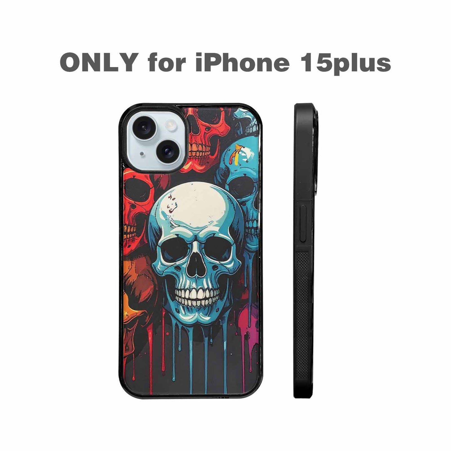 iPhone 15 Plus Case — Dripping Skulls Collage Custom, Customized Protective Case