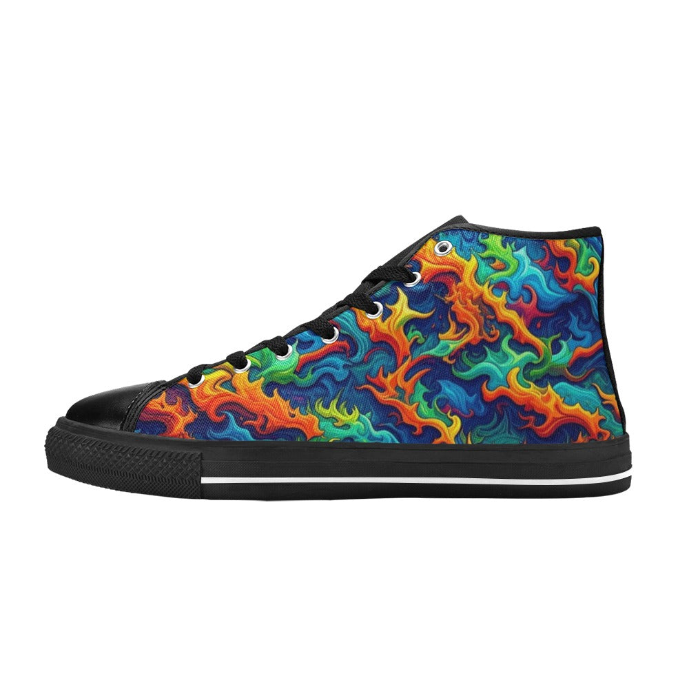 KIDS' Psychedelic Camo Rhythm High Top Canvas Dreamcore Custom Sneakers