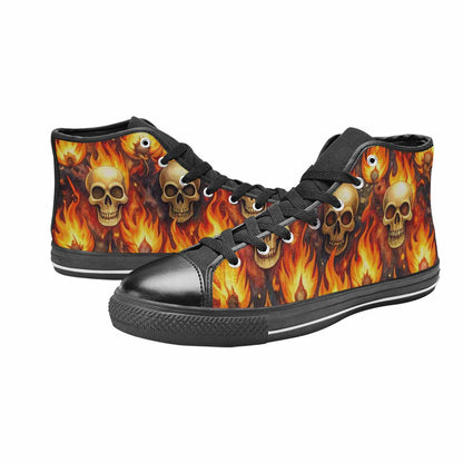 WOMEN'S Skulls - Flaming High Top Canvas Dark Academia Custom Sneakers