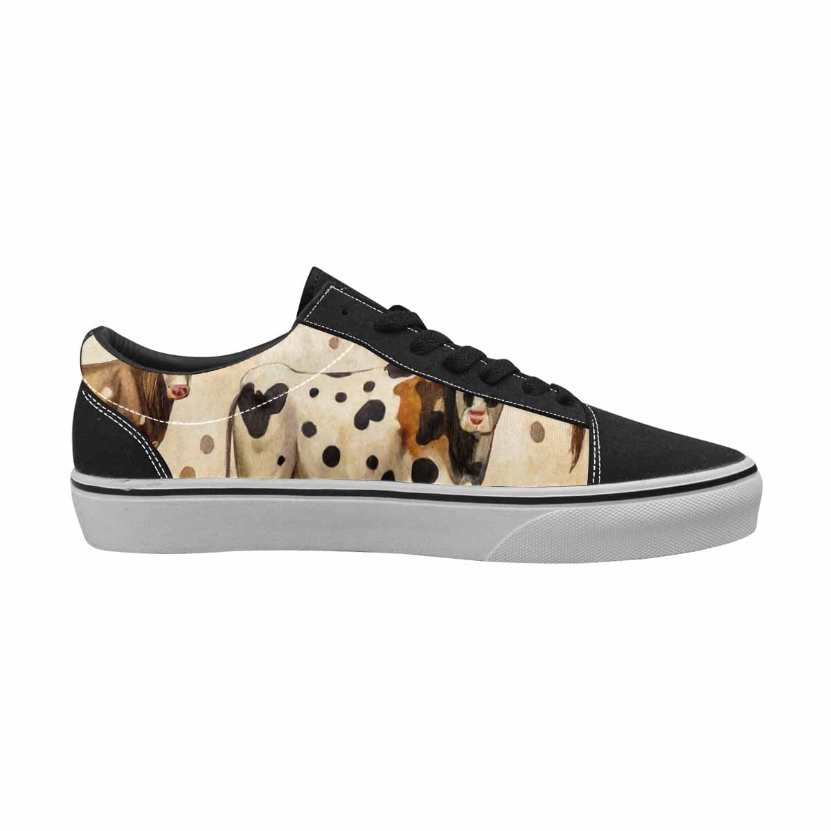 WOMEN'S Cow Animal Print Canvas Lace-Up Neon Fantasy Shoes