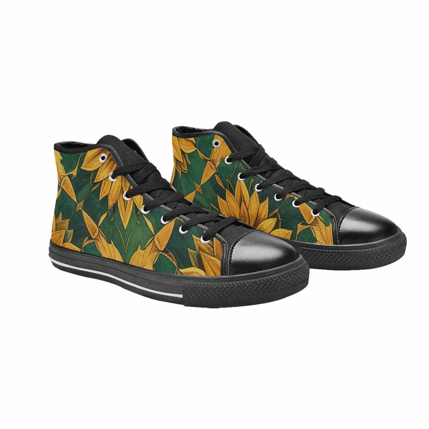 MEN'S Sunflower Mandala Kaleidoscope High Top Canvas Cottagecore Shoes