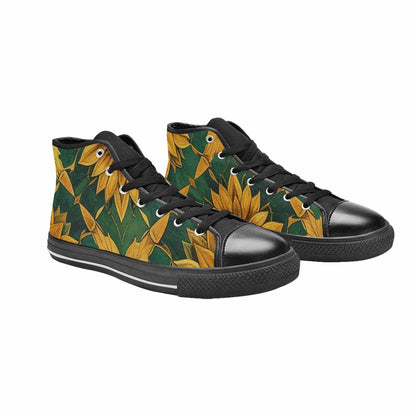 MEN'S Sunflower Mandala Kaleidoscope High Top Canvas Cottagecore Shoes