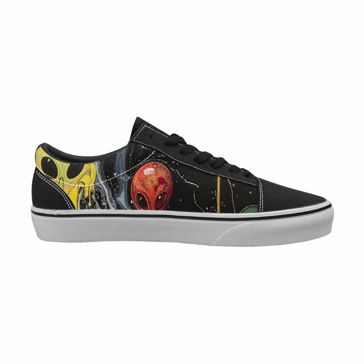 WOMEN'S Aliens  Marble Melting Lace-Up Canvas Vibrant Chaos Custom Sneakers