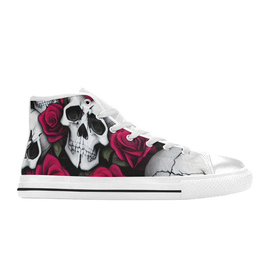 WOMEN'S Cc Skulls & Roses High Top Canvas Grunge Sneakers
