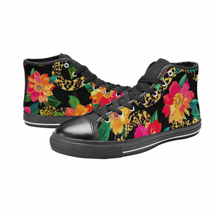 MEN'S Floral Snake Print High Top Canvas Dreamcore Custom Shoes