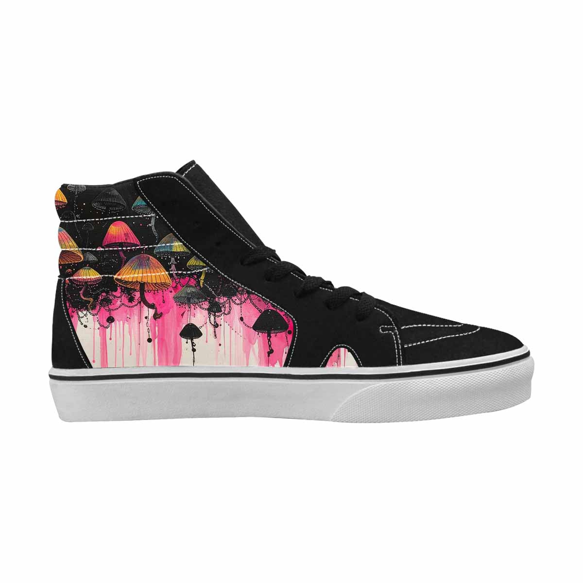 MEN'S Rainbow Drip Mushrooms High Top Canvas Wallpaper Art Custom Sneakers