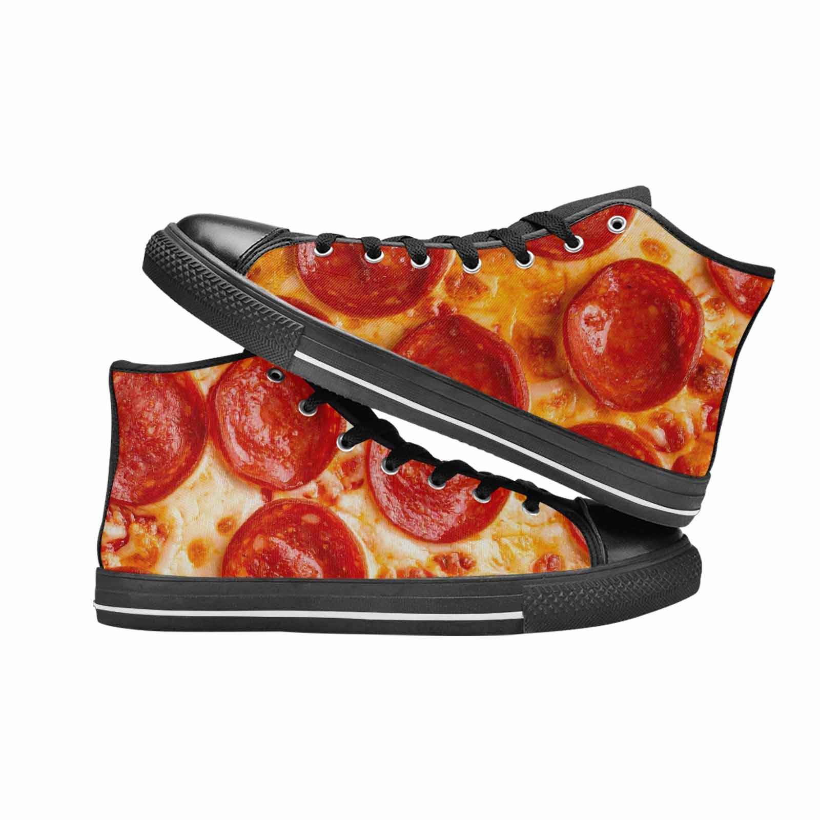 MEN'S Pepperoni Pizza Print High Top Canvas Neon Fantasy Shoes