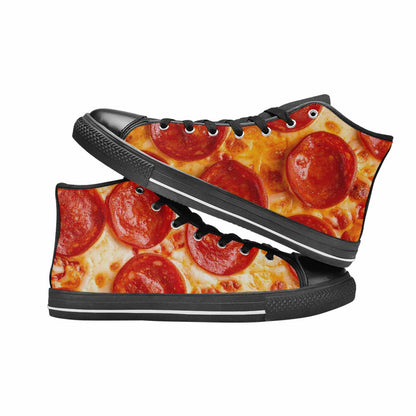MEN'S Pepperoni Pizza Print High Top Canvas Neon Fantasy Shoes