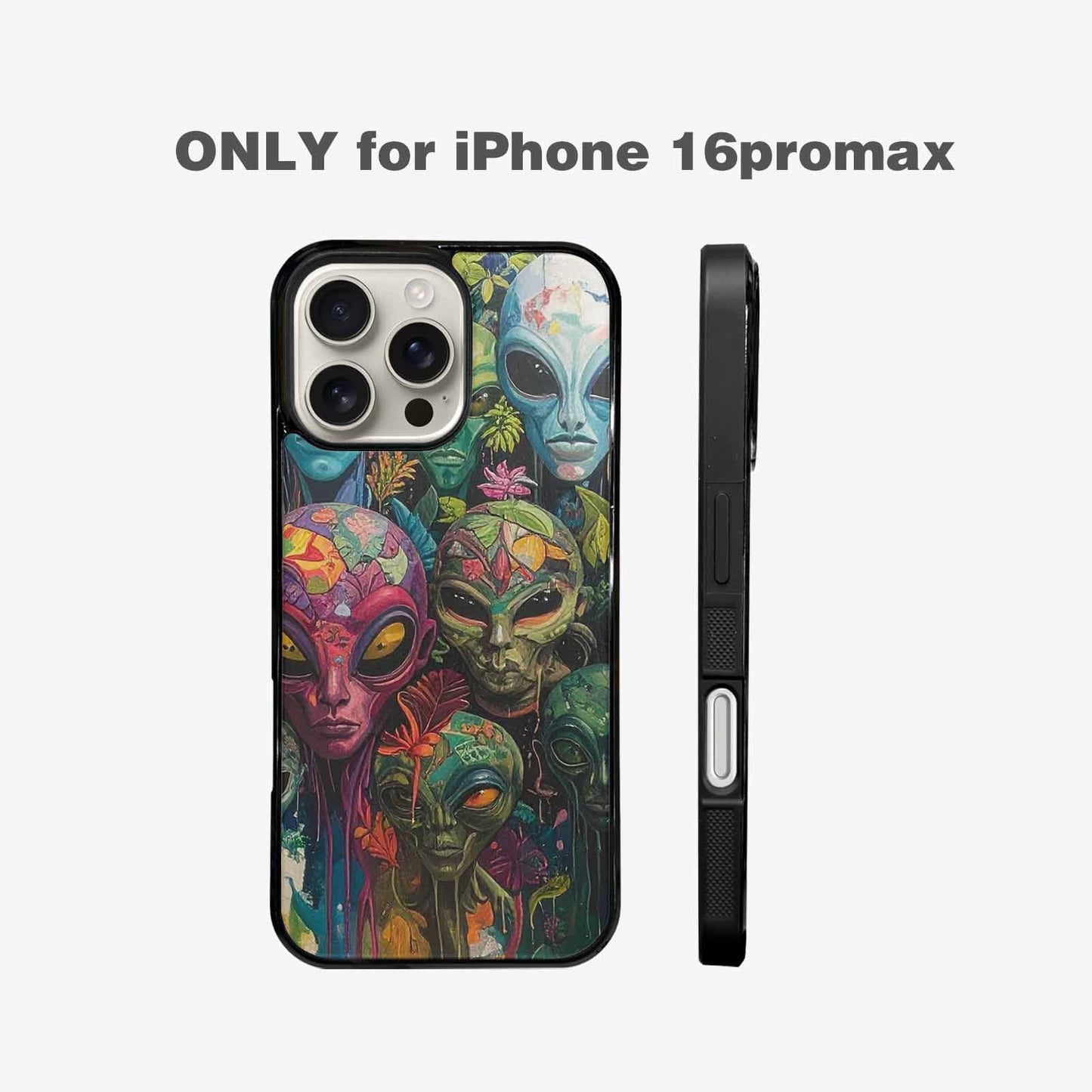 iPhone 16 Pro Max Case — Aliens Pattern Hundreds Of Sma Cbj, Custom Printed Phone Case