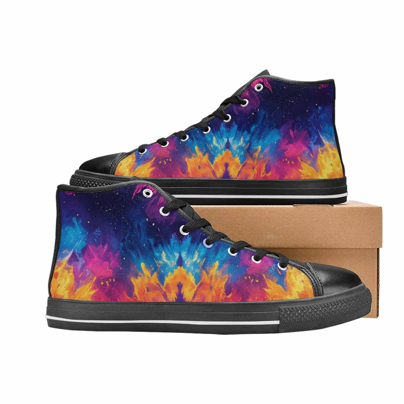 WOMEN'S Tie Dye Galaxy High Top Canvas Vibrant Chaos Custom Shoes