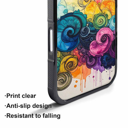 iPhone 17 Air Case — Tie Dye Swirls Black Blue Tie, Custom Printed Phone Case
