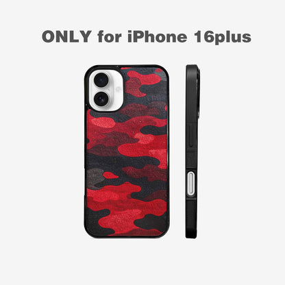 iPhone 16 Plus Case — Tactical Camo Red Black Custom, Custom Made Phone Cover