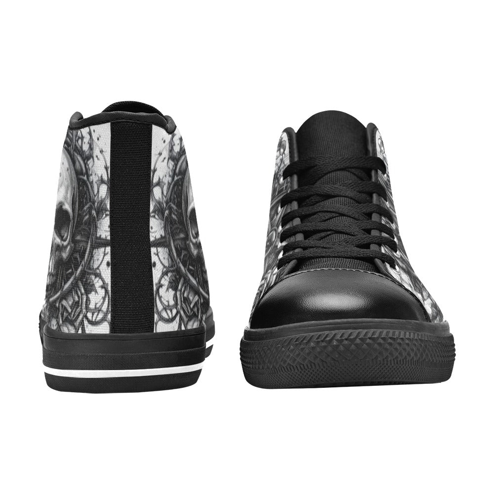Dark Gothic Art Skull Men's High Top Canvas Shoes | Freaky Shoes®