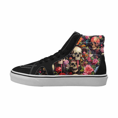 MEN'S Skulls Roses Melting Skulls High Top Canvas Surreal Shoes