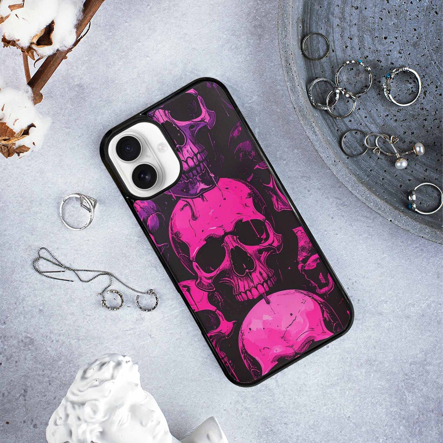 iPhone 16 Plus Case — Pink Purple Skeletons Neon Drip Melting, Unique Phone Case Design