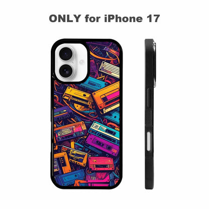 iPhone 17 Case — Retro Cassette Tape Pattern Retro Vintage, Custom Print Case Cover
