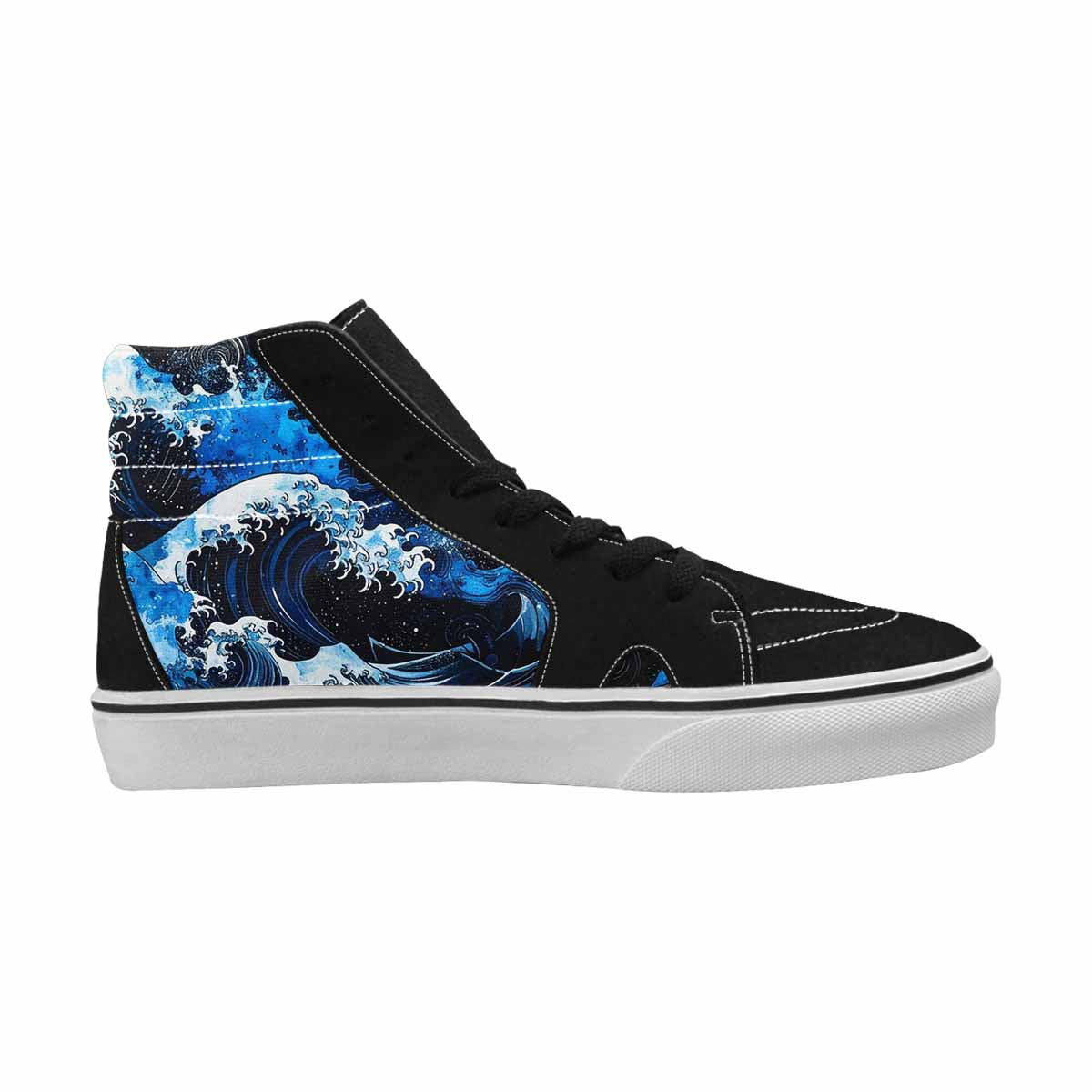 MEN'S Nautical Wave High Top Canvas Y2K Custom Shoes