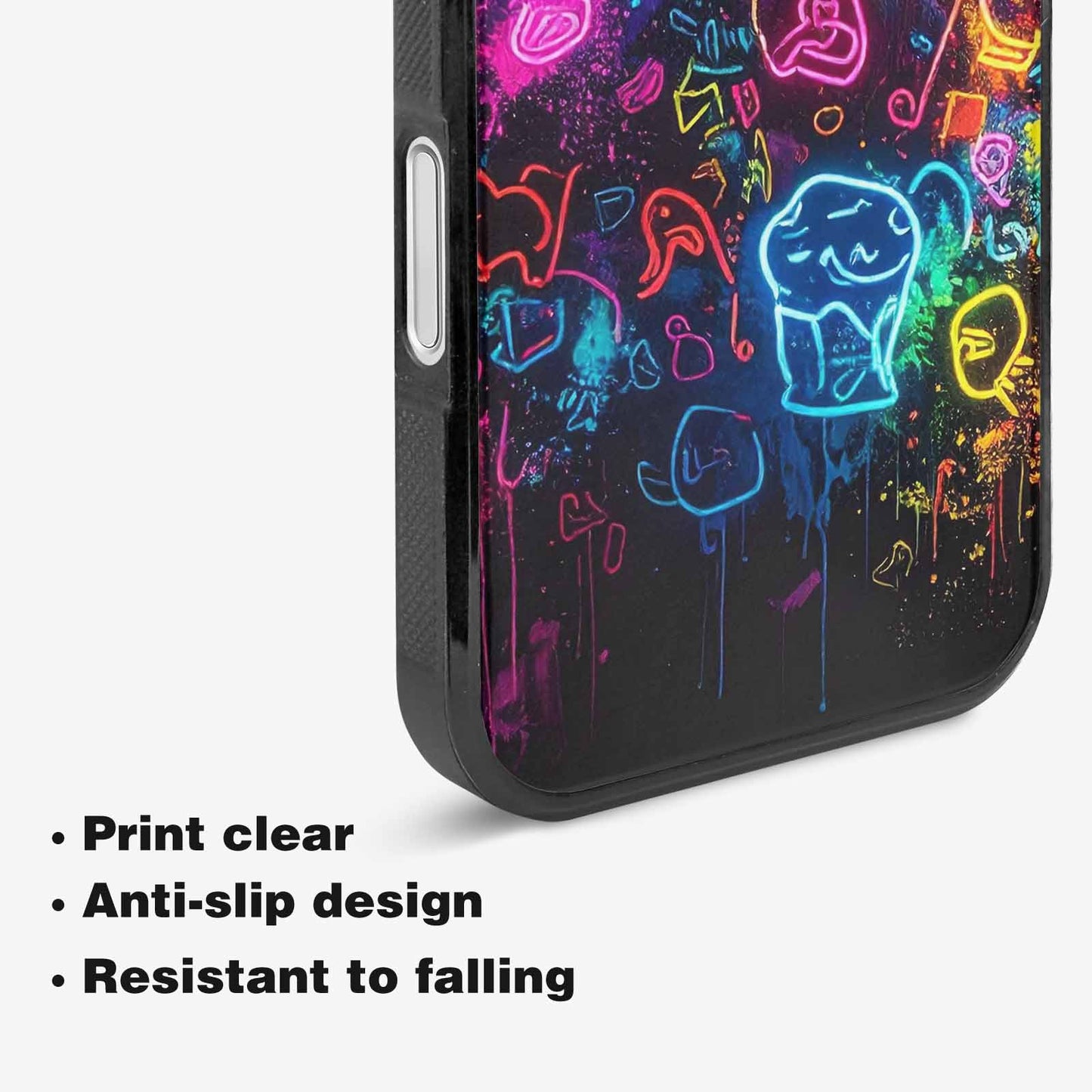 iPhone 16 Plus Case — Neon Glow Outline Icon Pattern Hundreds, Personalized Phone Case