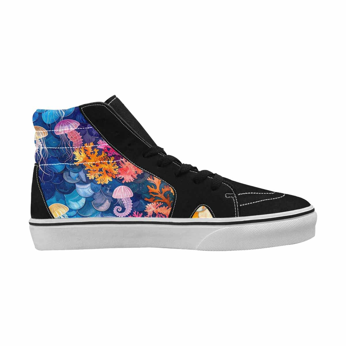 MEN'S Fish Scale Coral High Top Canvas Dark Academia Custom Sneakers