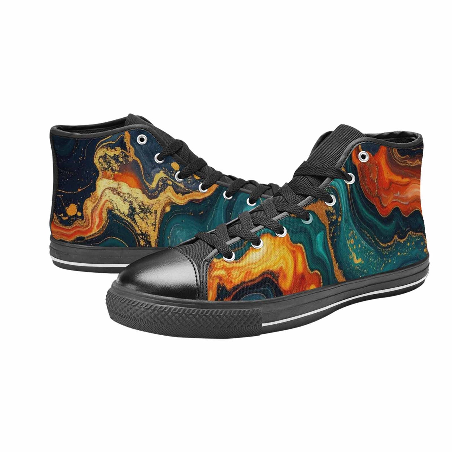 WOMEN'S Marble Dark High Top Canvas Dark Academia Shoes
