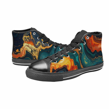 WOMEN'S Marble Dark High Top Canvas Dark Academia Shoes