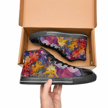 WOMEN'S Fish Scale Coral High Top Canvas Y2K Custom Sneakers