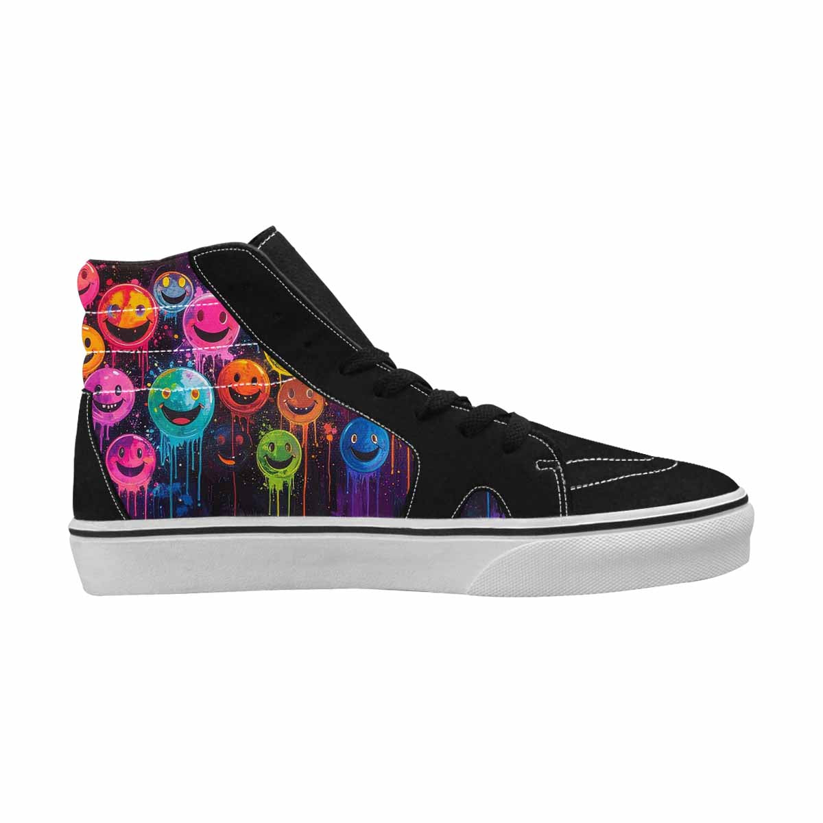 MEN'S Smiley Faces × Glow High Top Canvas Surreal Custom Shoes