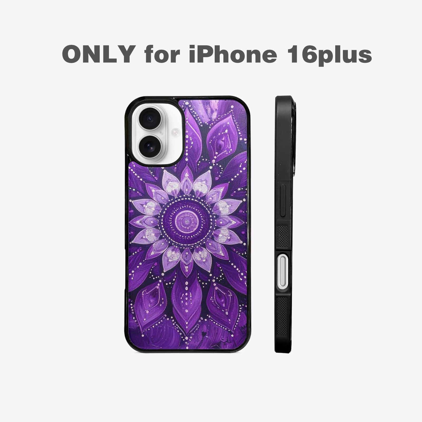 iPhone 16 Plus Case — Purple Mandala Bohemian Print Edge To, Custom Art Phone Cover