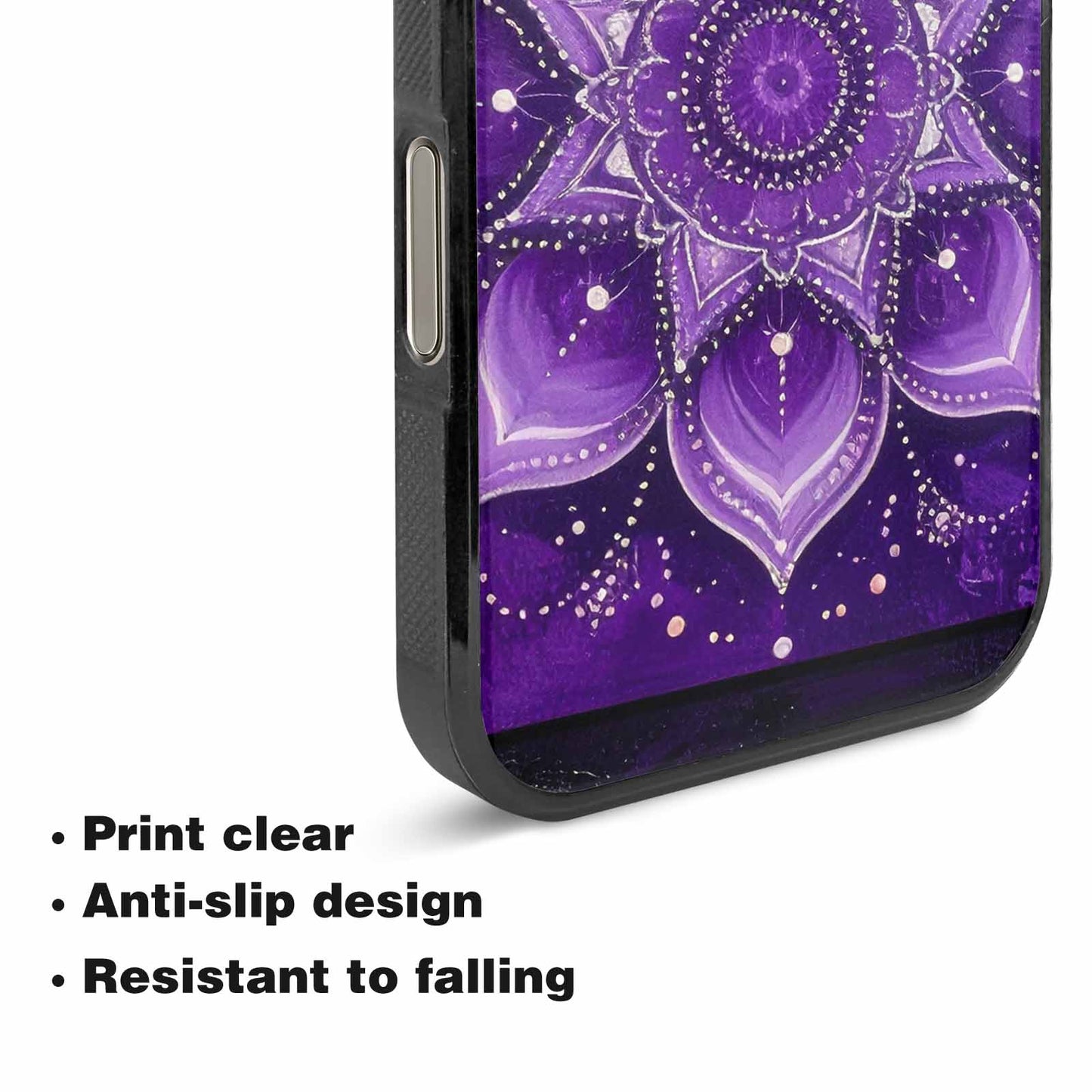 iPhone 16 Pro Case — Purple Mandala Bohemian Print Edge To, Custom Art Phone Cover