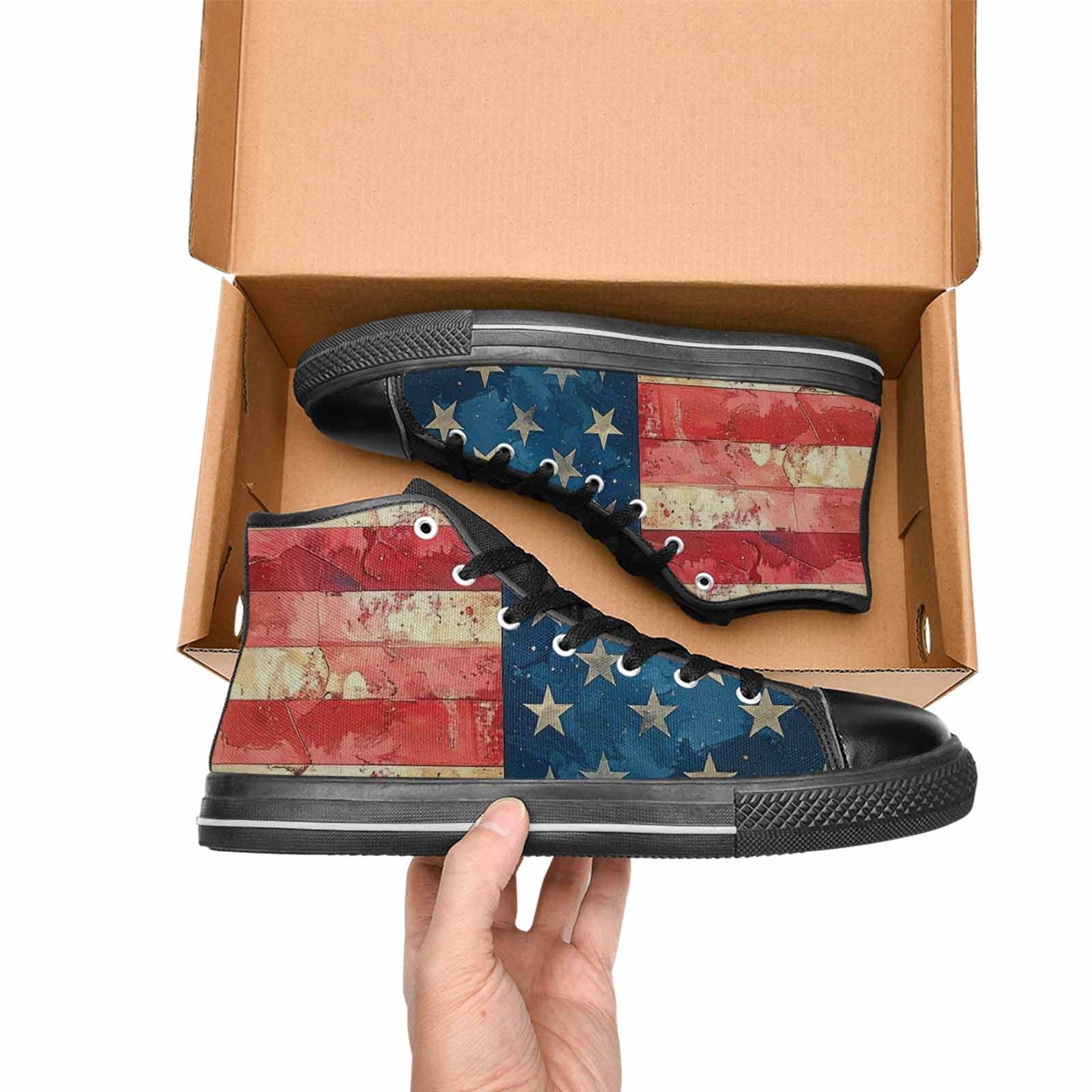 MEN'S American Flag Stars High Top Canvas Aesthetic Custom Sneakers