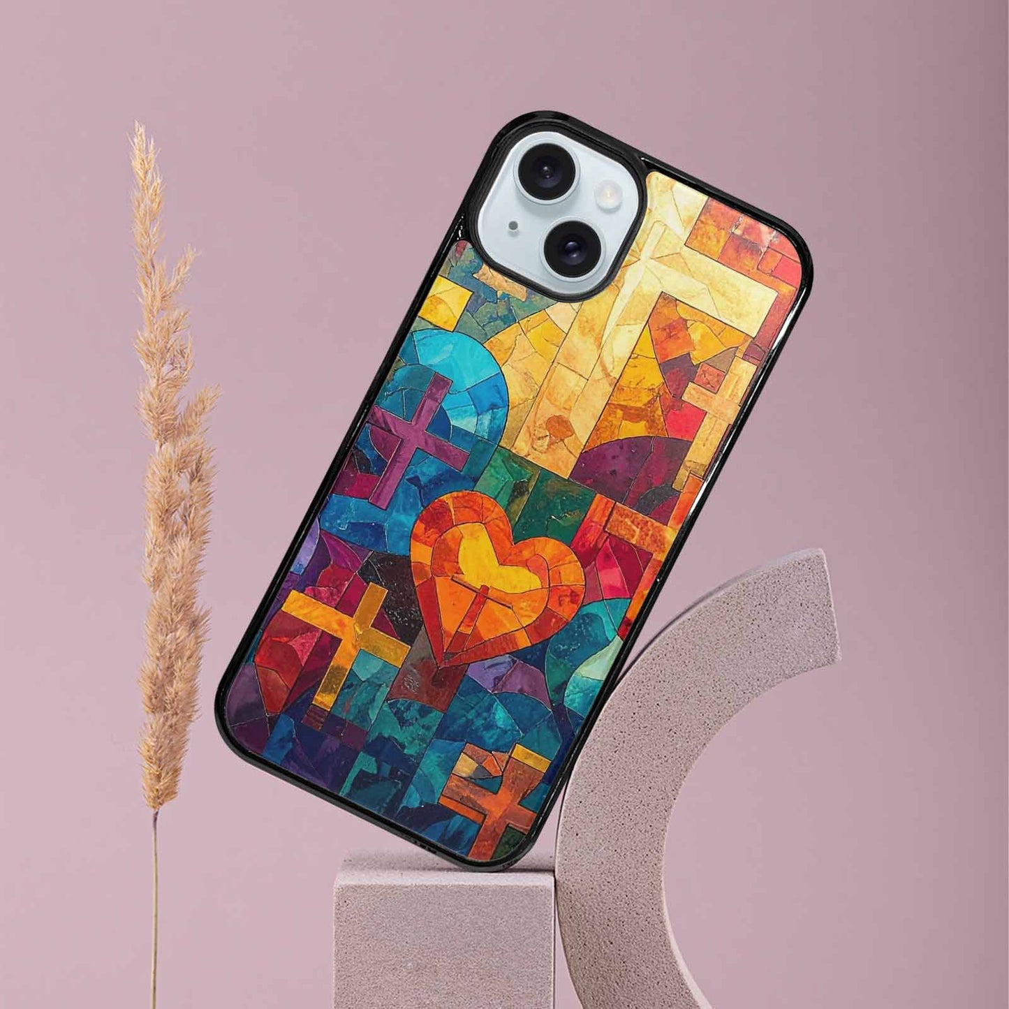 iPhone 15 Plus Case — Faith Cross And Faith Icons Pattern, Personalized Phone Case