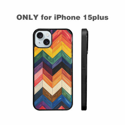 iPhone 15 Plus Case — Progress Pride Flag Color Theme Small, Custom Printed Phone Case