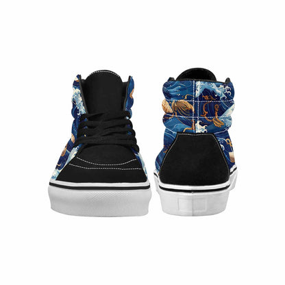 WOMEN'S Ocean Wave High Top Canvas Vibrant Chaos Custom Sneakers