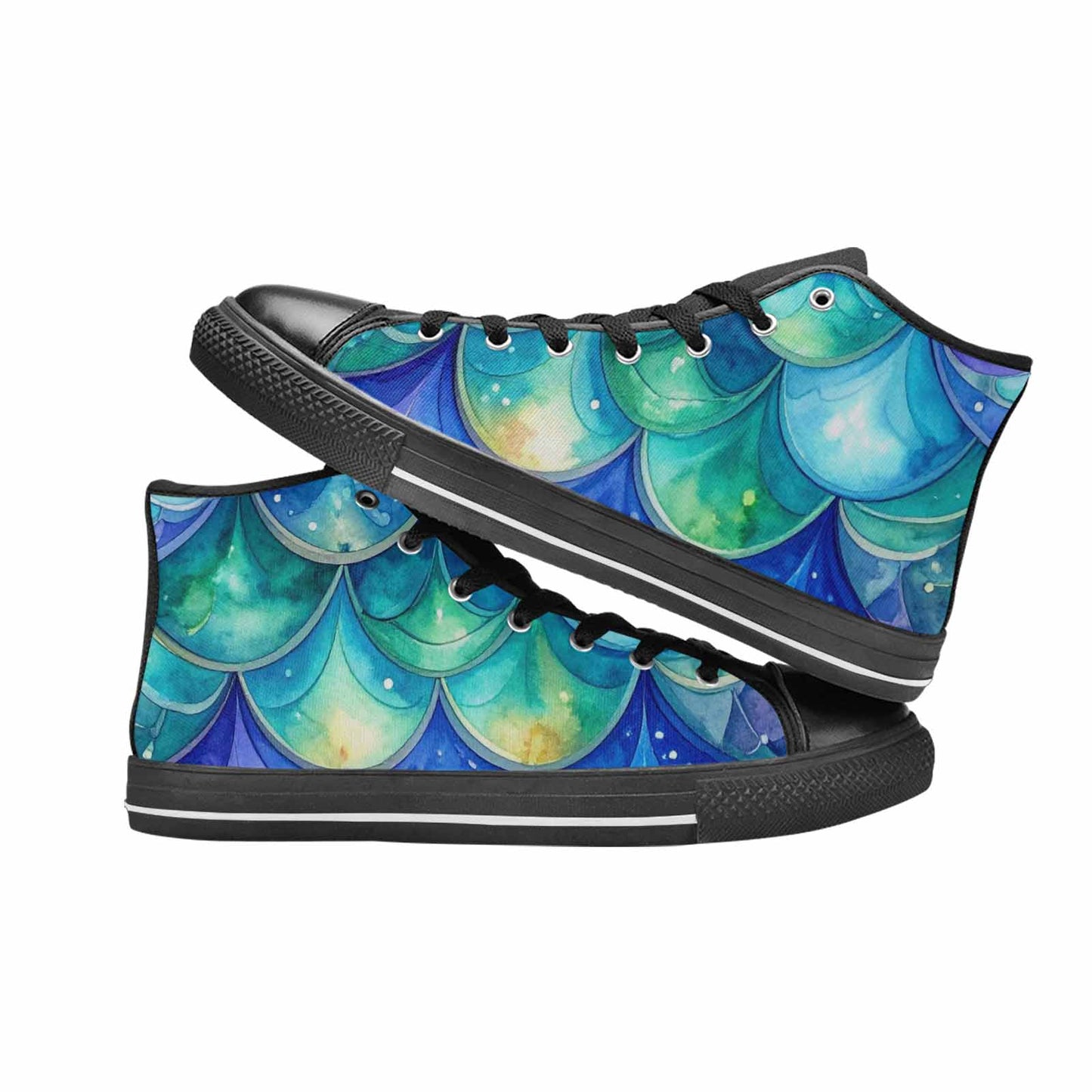 WOMEN'S Mermaid Scale High Top Canvas Surreal Custom Sneakers