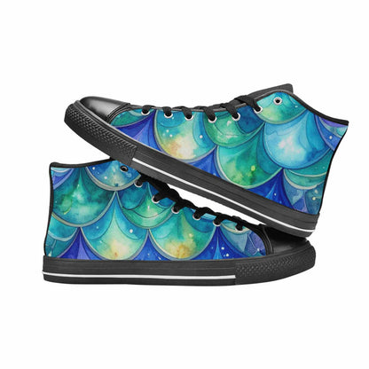 WOMEN'S Mermaid Scale High Top Canvas Surreal Custom Sneakers
