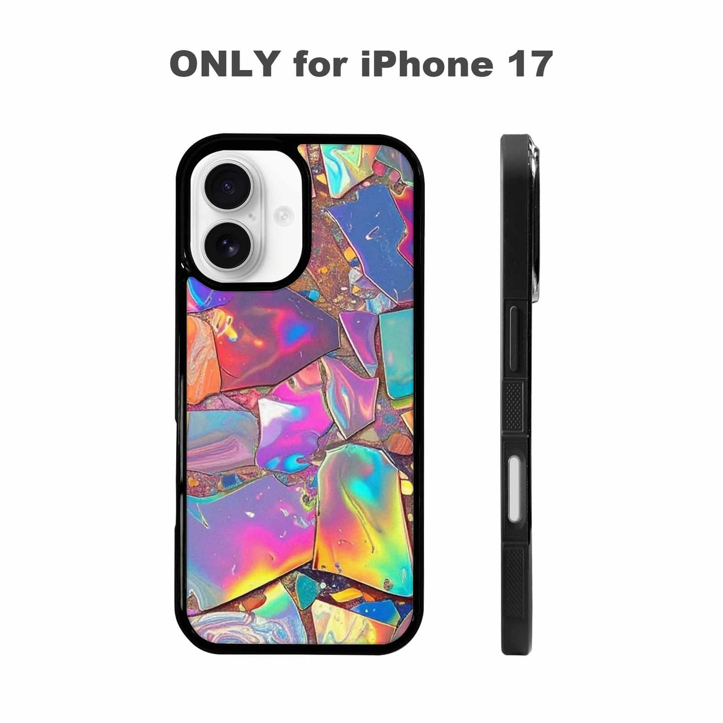 iPhone 17 Case — Holographic Iridescent Shimmer Pattern Original Art, Custom Made Phone Cover