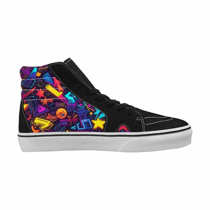 MEN'S 80s Retro Motif High Top Canvas Kaleidoscope Custom Sneakers